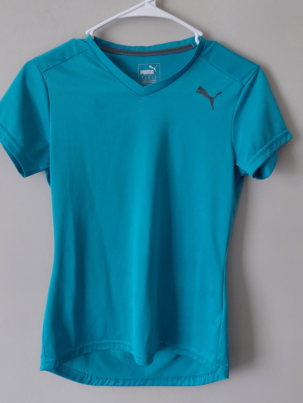 Puma Teal V-Neck Athletic Tee